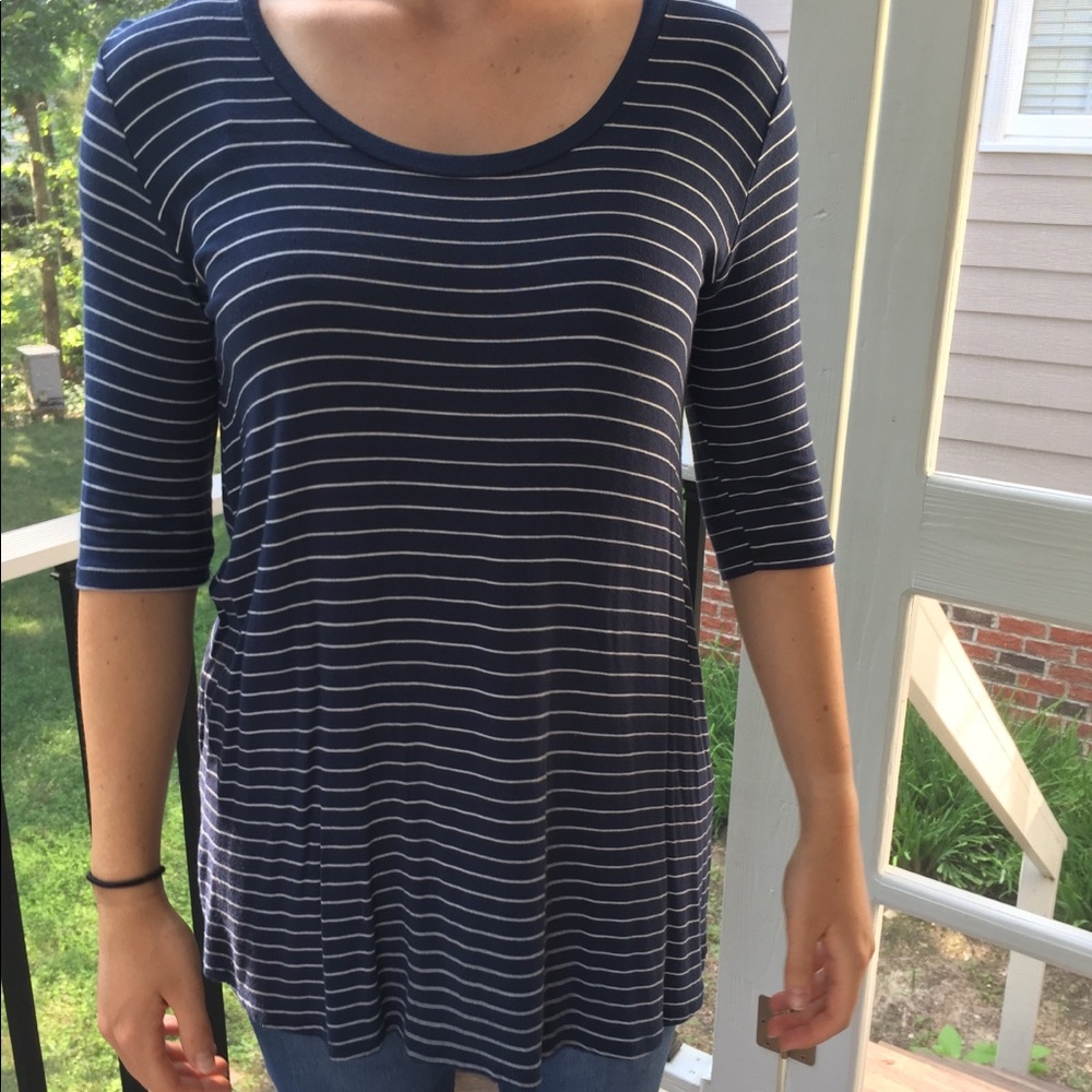 Navy and White Striped Tunic Top